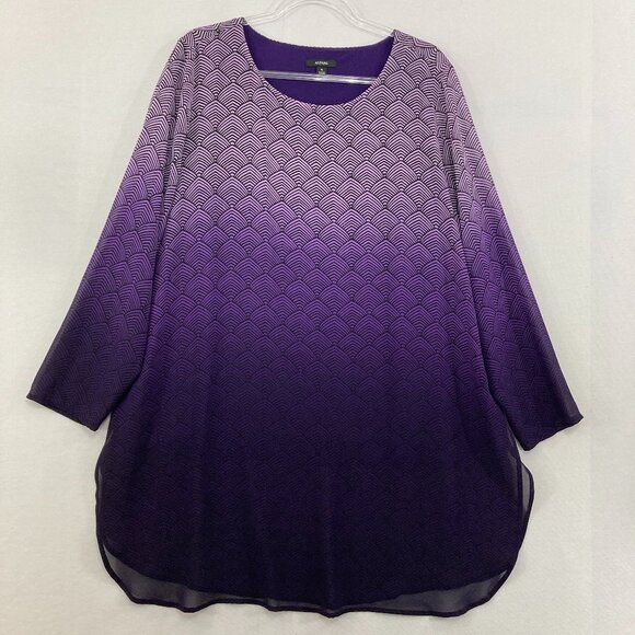 Alfani size XL Purple Pattern Abstract Ombre Soft Flowy Tunic Office Career - Picture 1 of 11